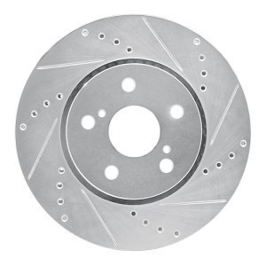 Toyota C-HR Brake Rotor (1) - Front Right - R1 Concepts - Drilled & Slotted - Silver - `18-`22